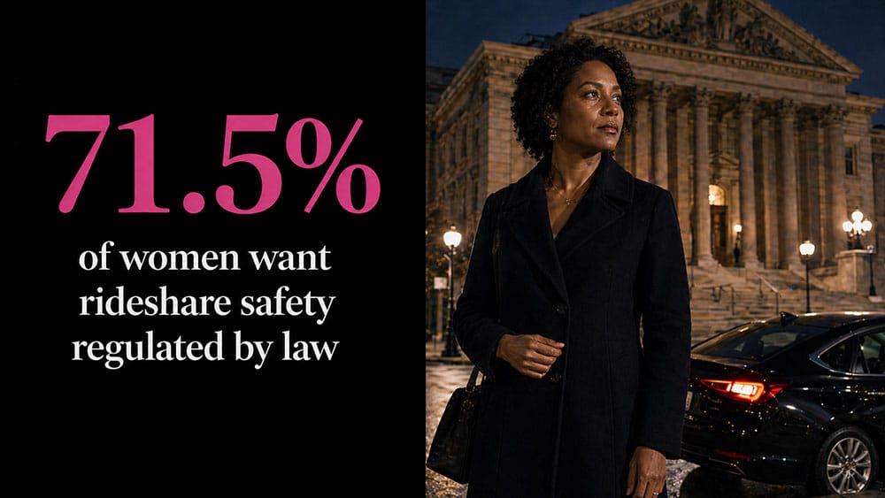 71.5% of women want rideshare safety regulated by law